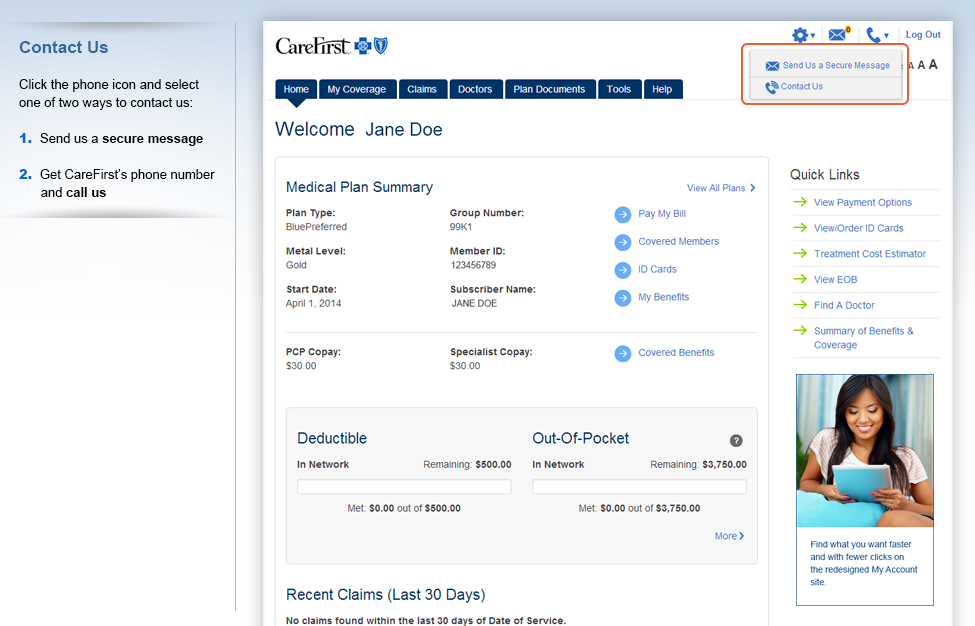 CareFirst My Account Feature Tour