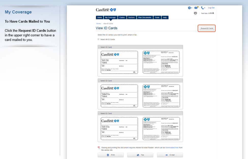 CareFirst My Account Feature Tour