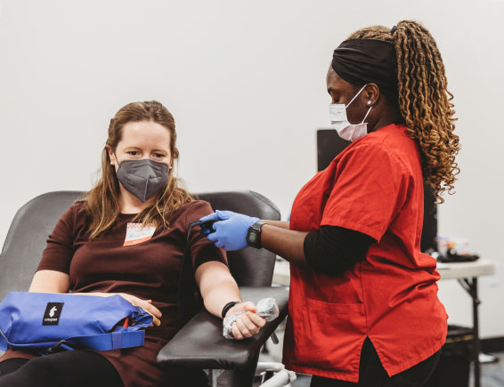 Nurse doing blood test