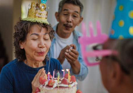 Photo of senior couple celebrating a birthday