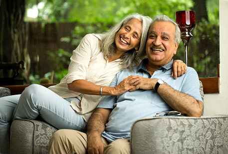 Photo of senior couple cuddling