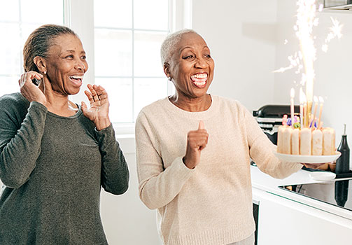 Two Women Celebrating Birthday