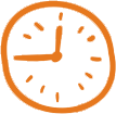 Orange Doodle of a clock