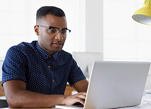 Man using his laptop